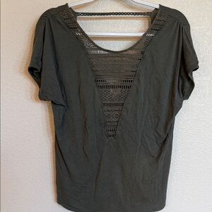 Elegant Olive Lace Accent Women's Tee